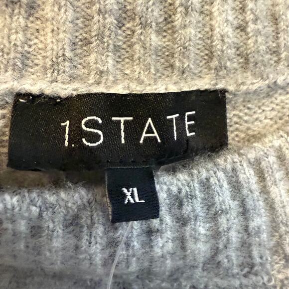 1 State Women's Nordic Fair Isle Style Short Sleeve Pullover Gray Sweater XL NEW - Picture 3 of 7